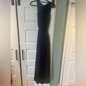 Black V Neck Waist Tie maxi dress